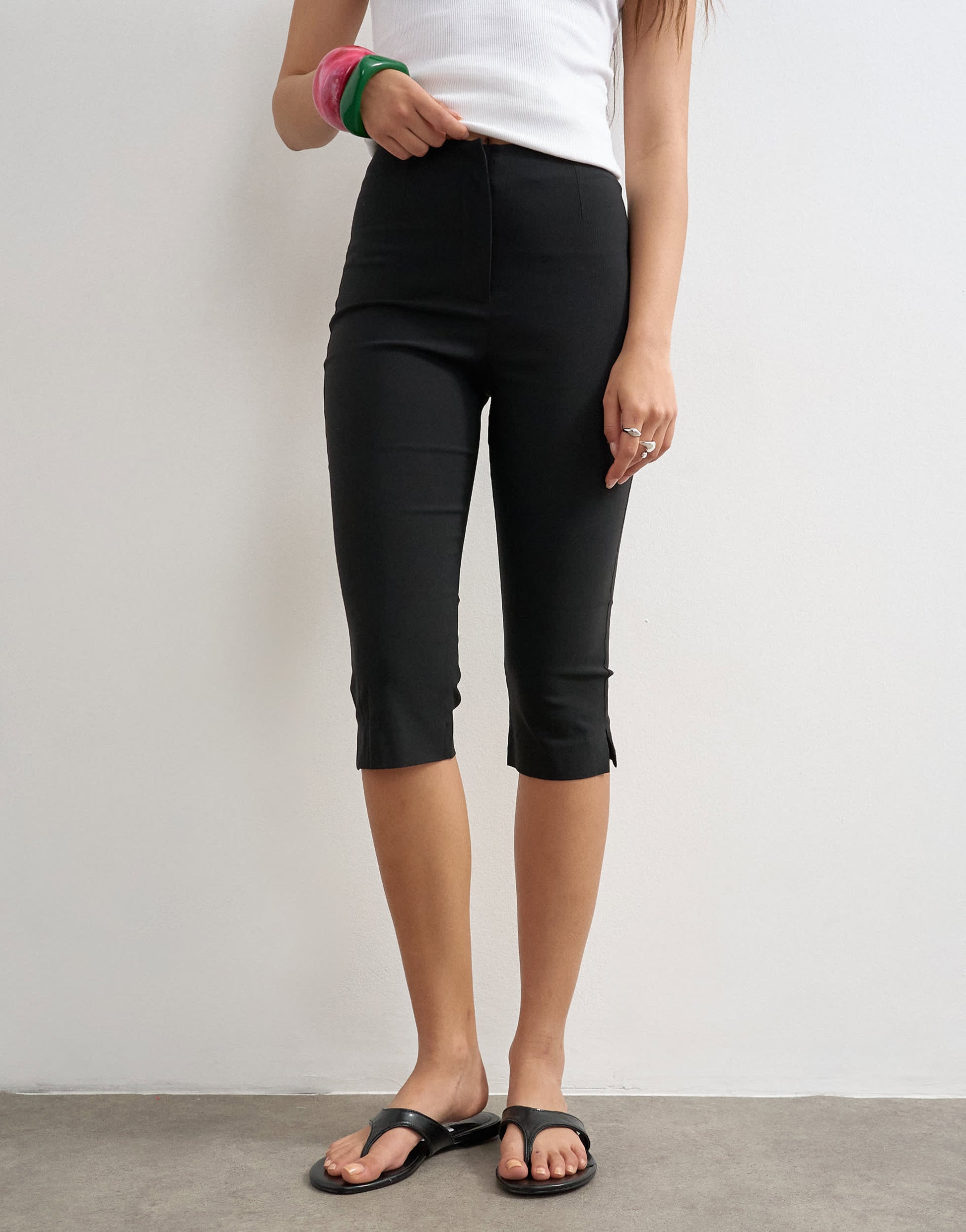 Topshop regular capris in black