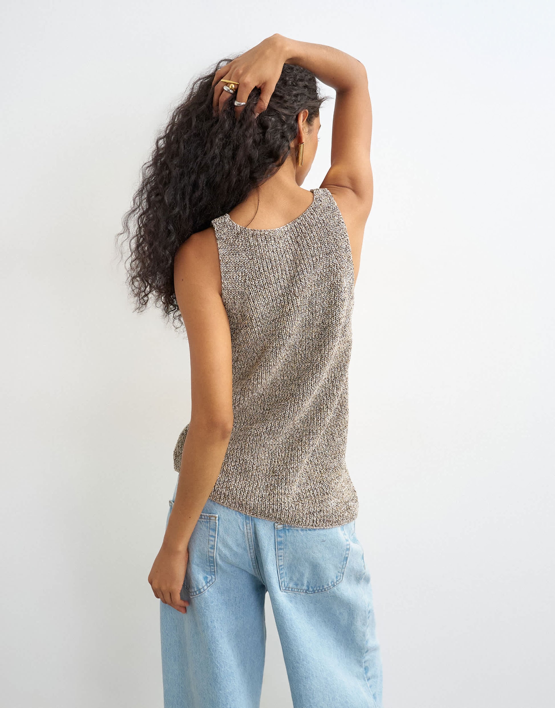 Topshop knitted asymmetric vest in khaki