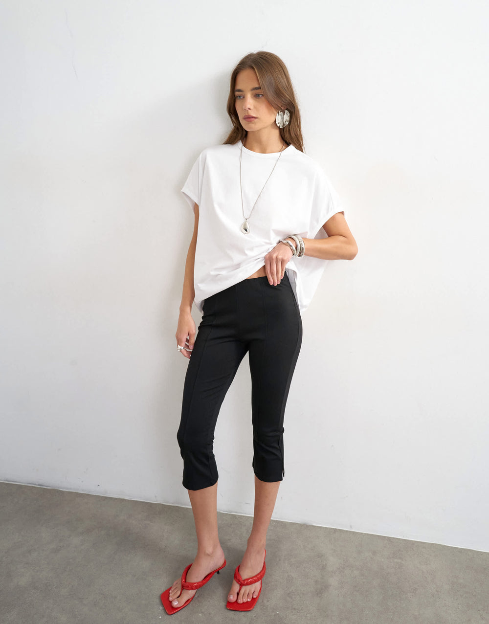 Topshop Ponte-Capri-Leggings in Schwarz