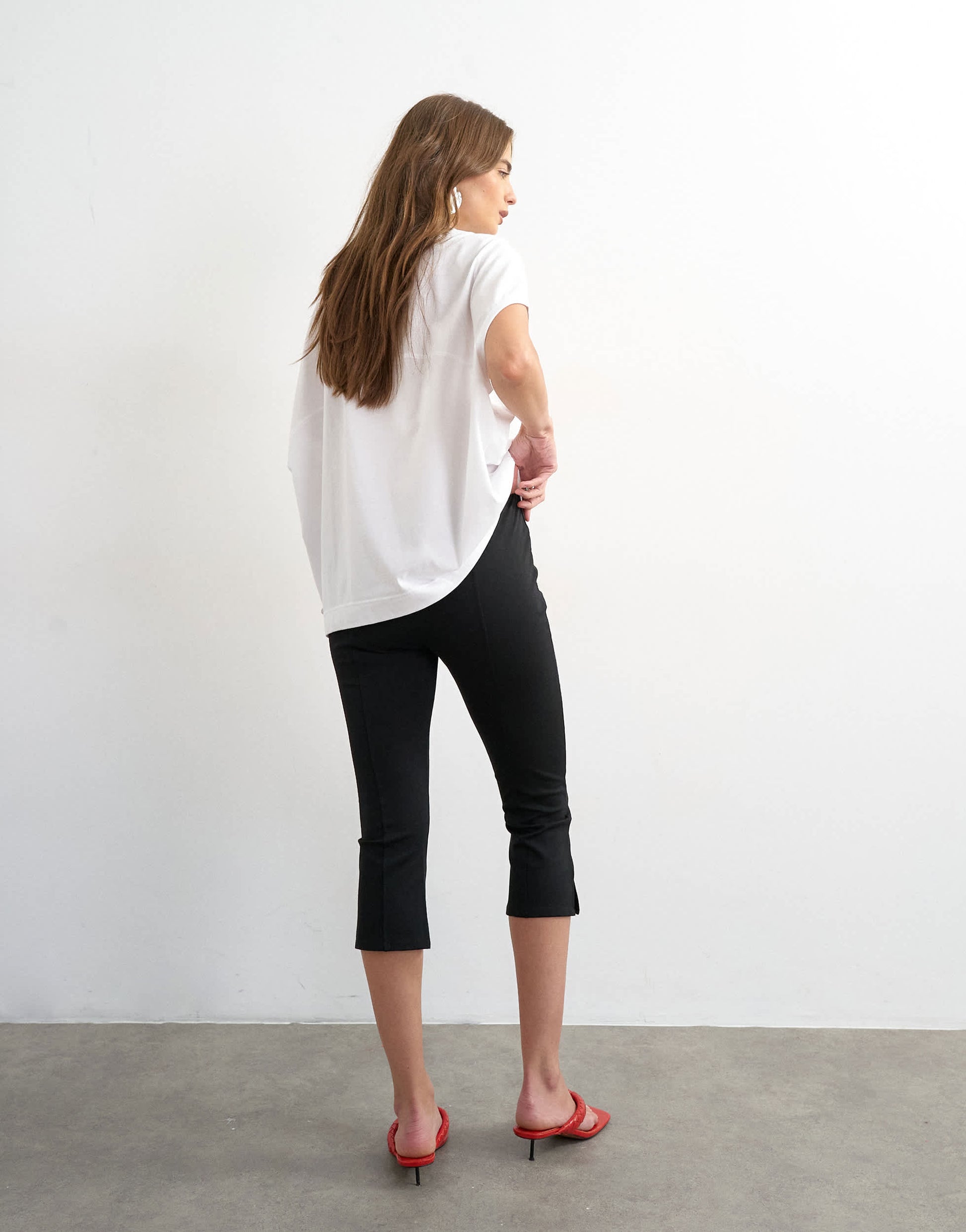 Topshop ponte capri leggings in black