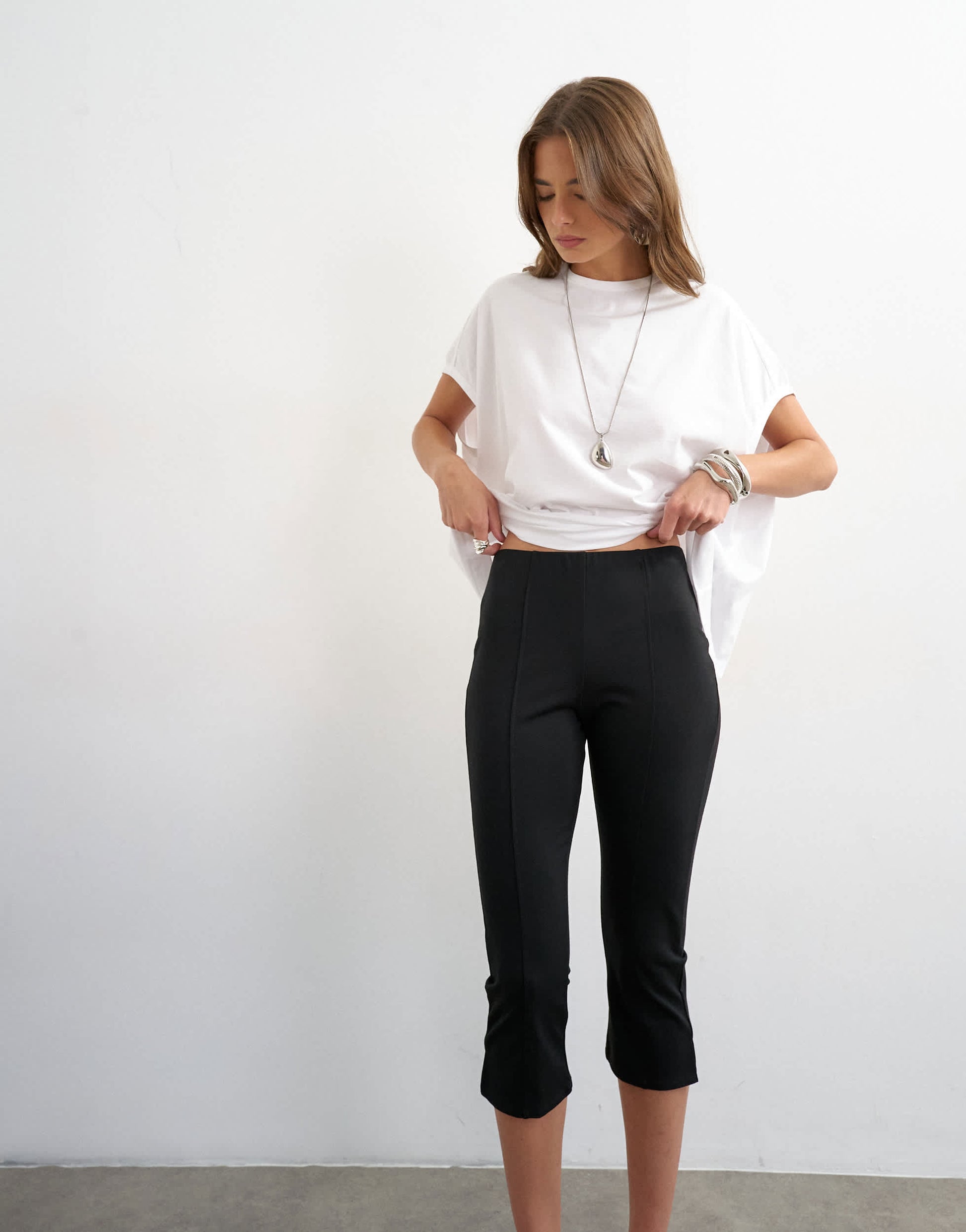 Topshop ponte capri leggings in black