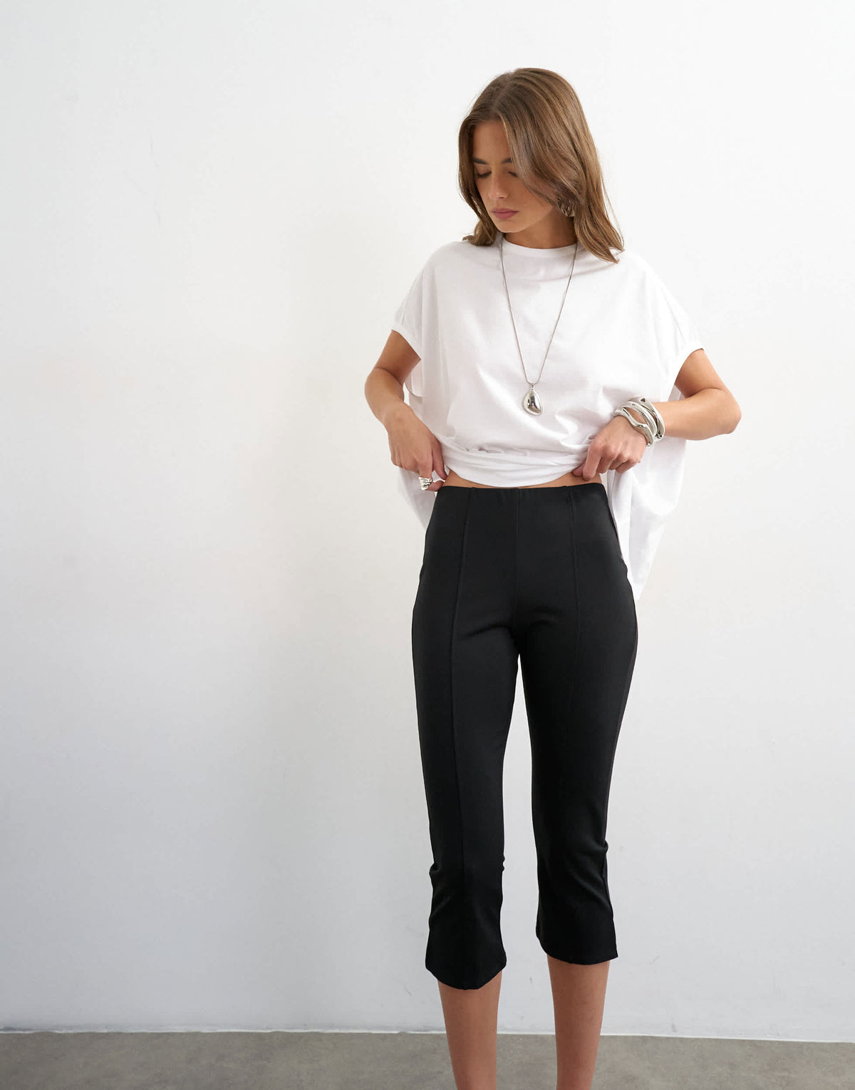 Topshop ponte capri leggings in black
