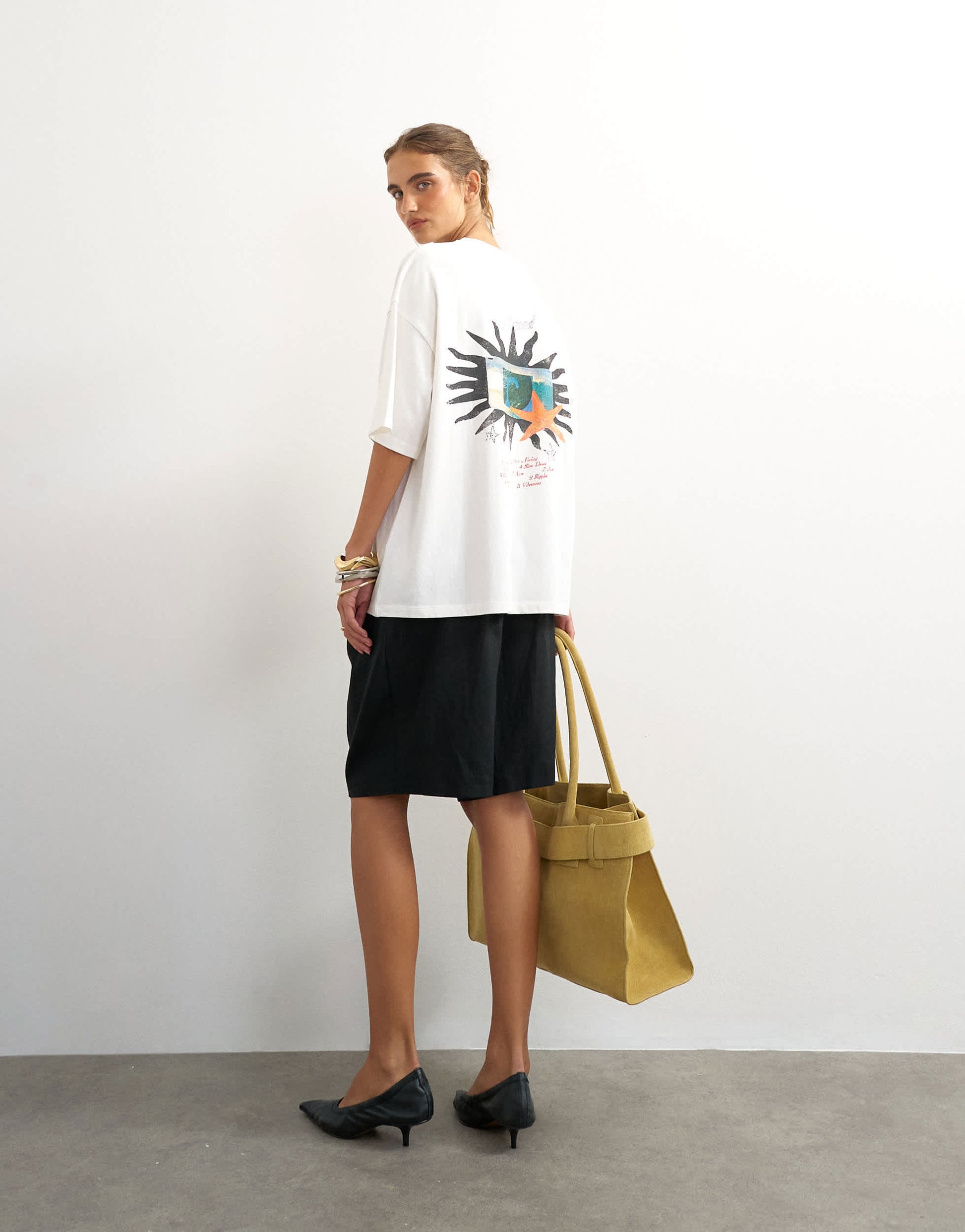 Topshop graphic 'Nomad' oversized t-shirt in white