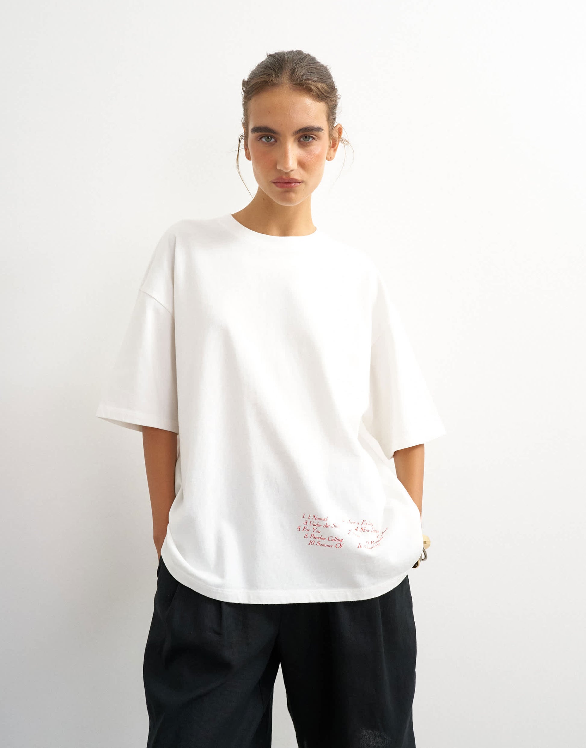 Topshop graphic 'Nomad' oversized t-shirt in white