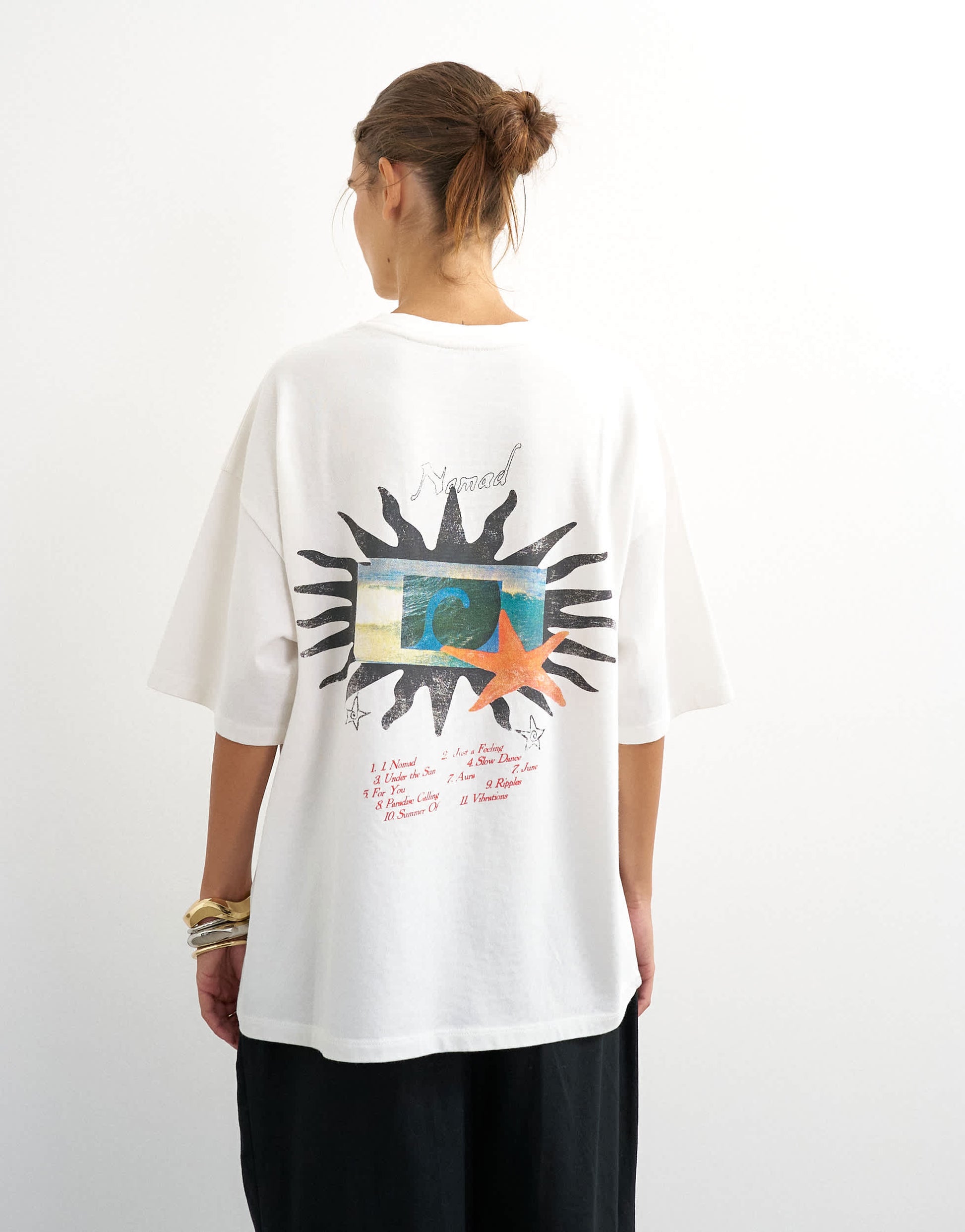 Topshop graphic 'Nomad' oversized t-shirt in white