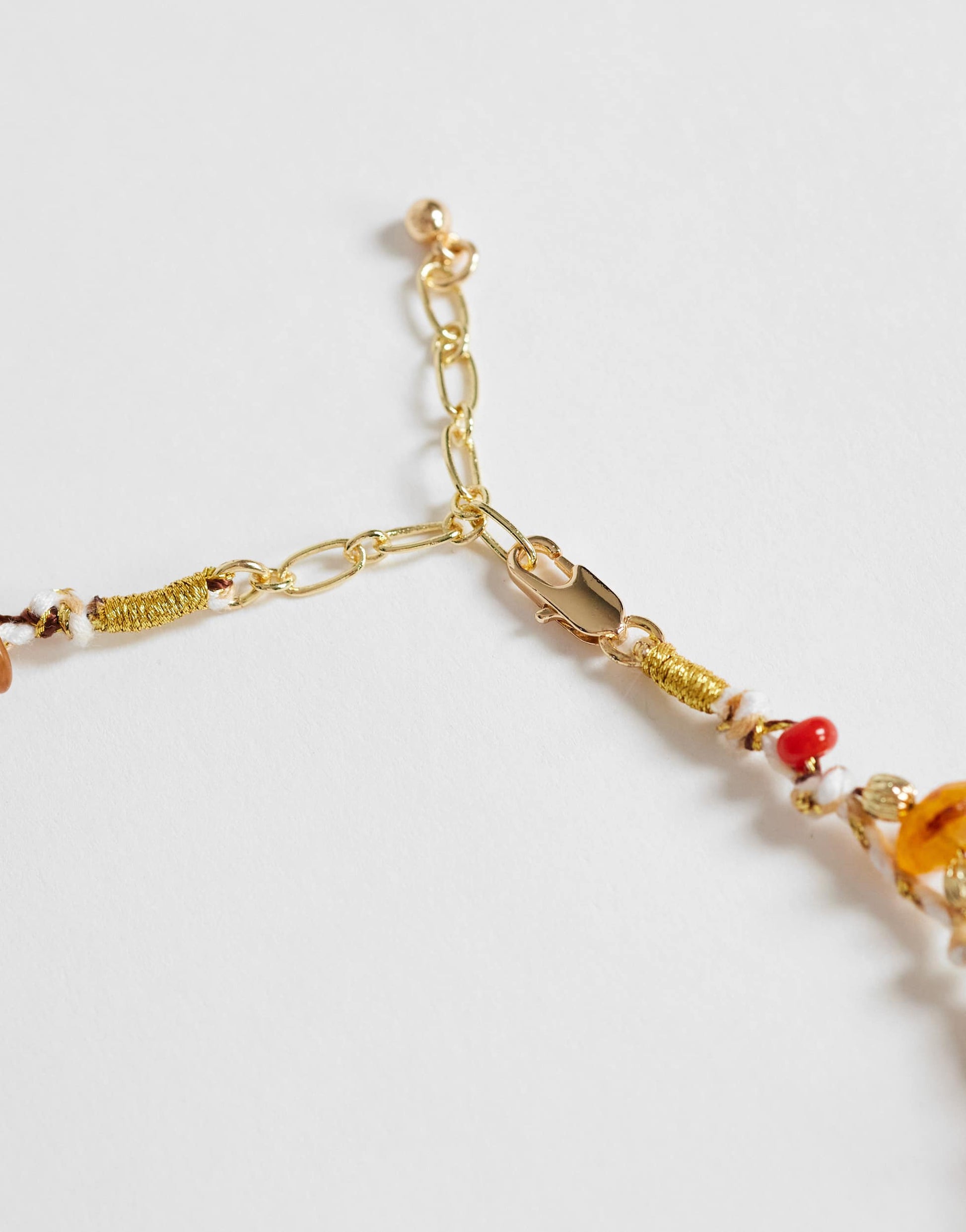 Topshop Orla bead necklace with gold charms in orange multi