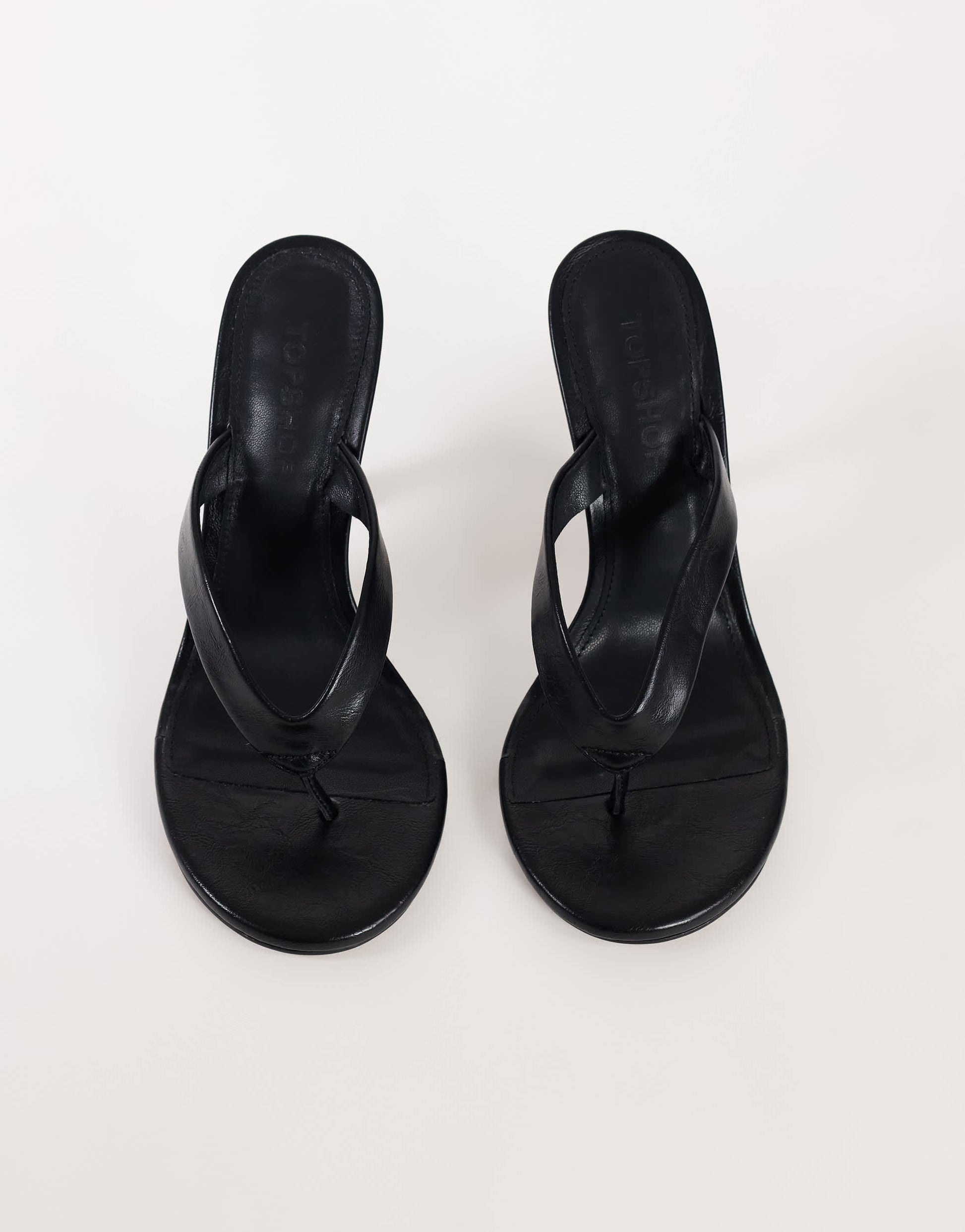 Topshop Nina toe thong heeled sandal in black