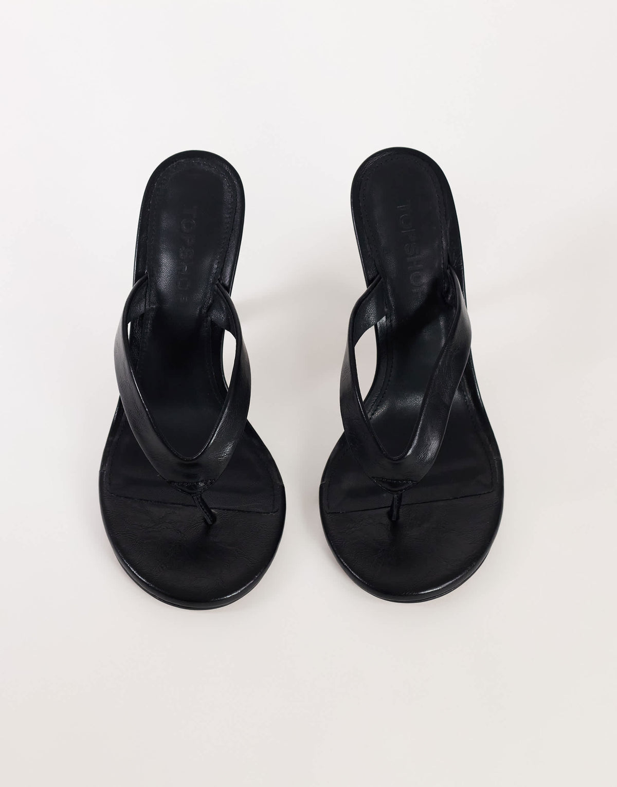 Topshop Nina toe thong heeled sandal in black