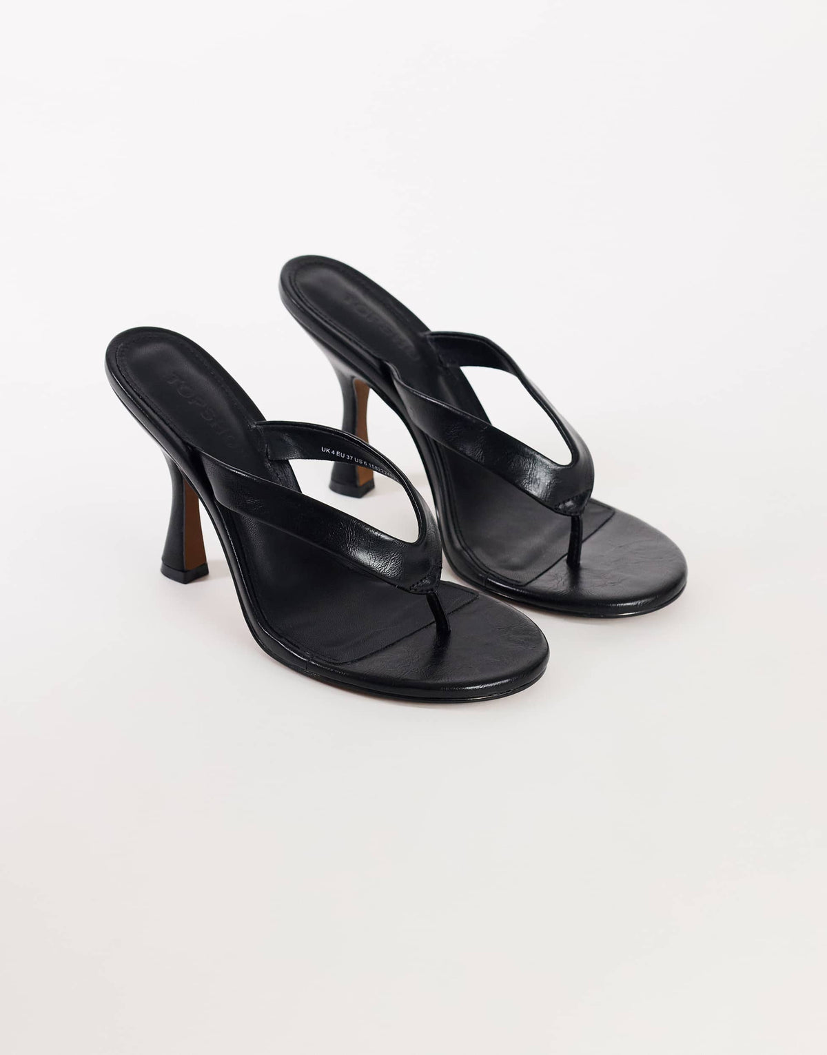 Topshop Nina toe thong heeled sandal in black