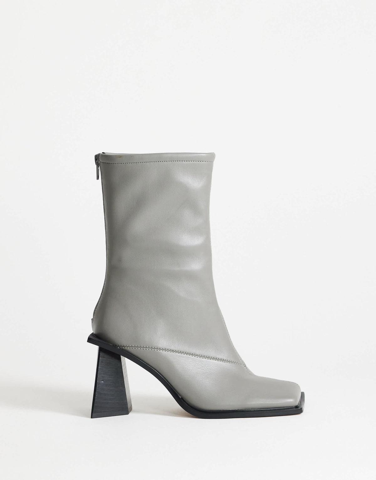 Topshop Kiara extended rand heeled ankle boot in grey