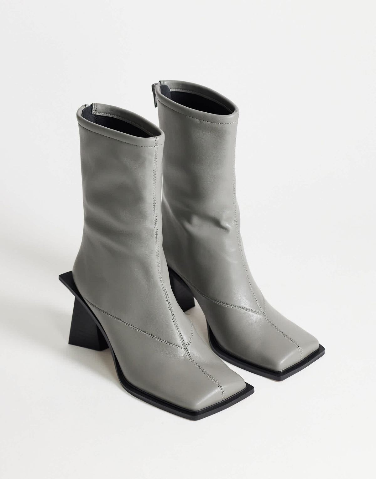 Topshop Kiara extended rand heeled ankle boot in grey