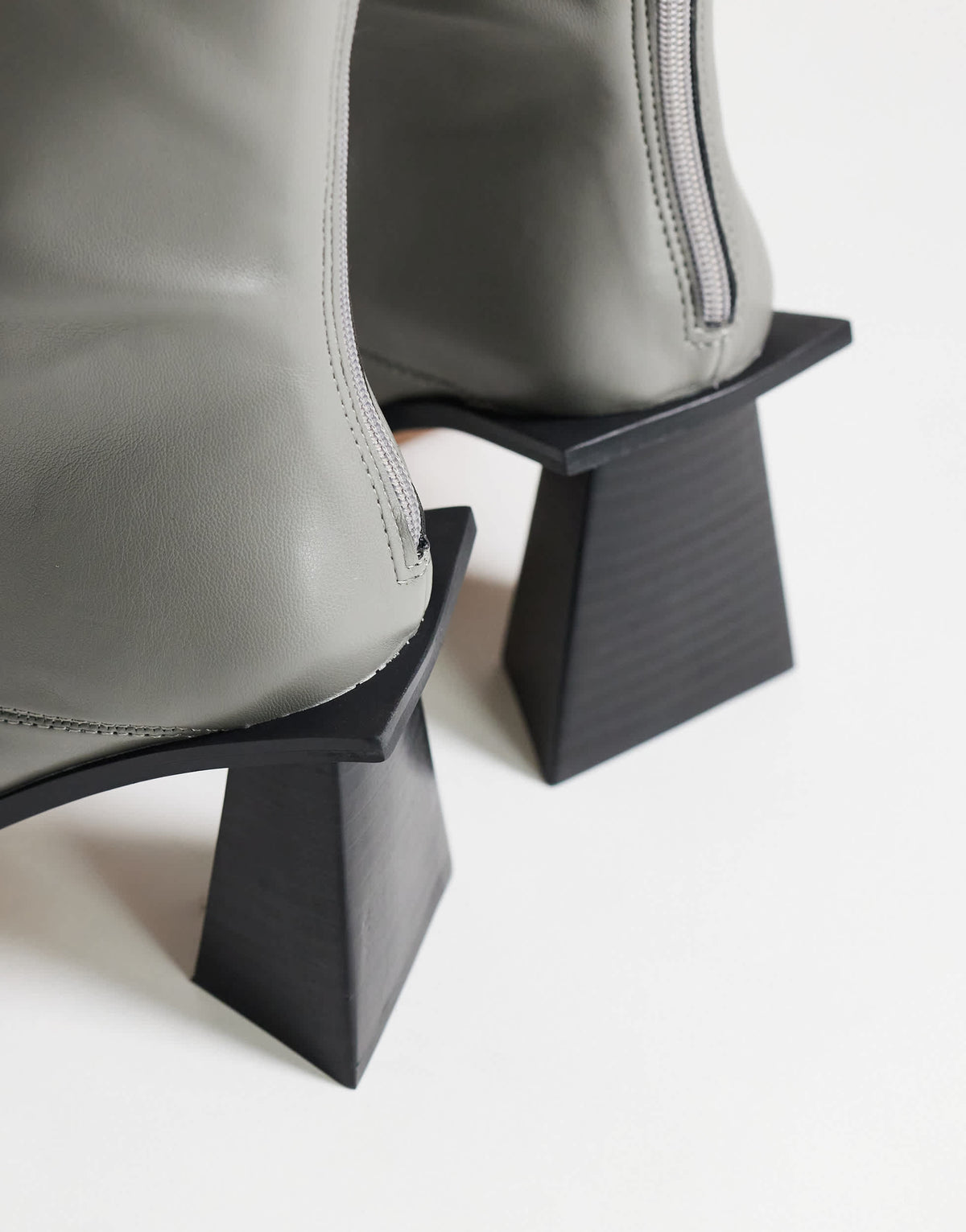 Topshop Kiara extended rand heeled ankle boot in grey