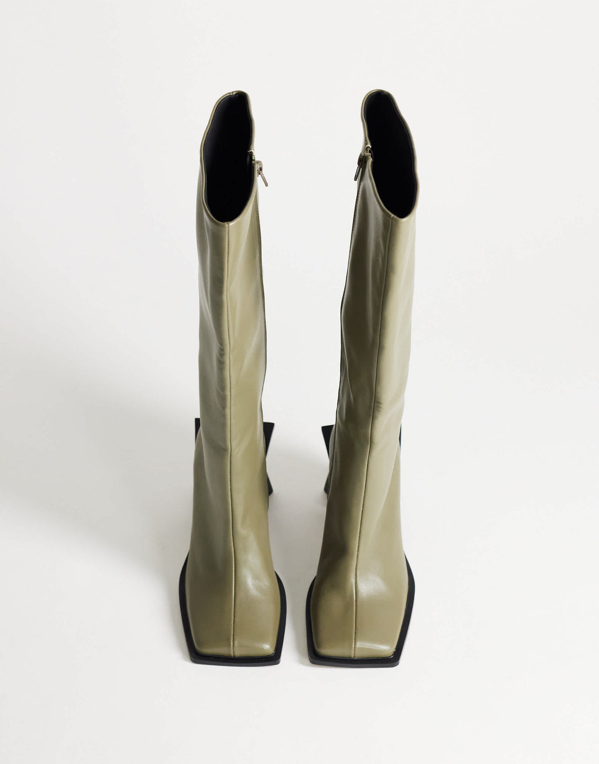Topshop Tabitha extended rand knee high heeled boot in green