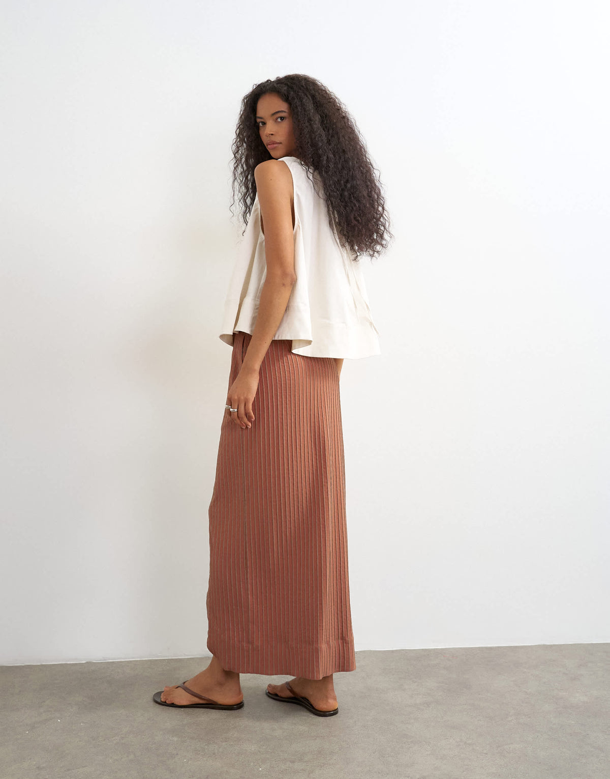 Topshop wrap maxi skirt in rust stripe