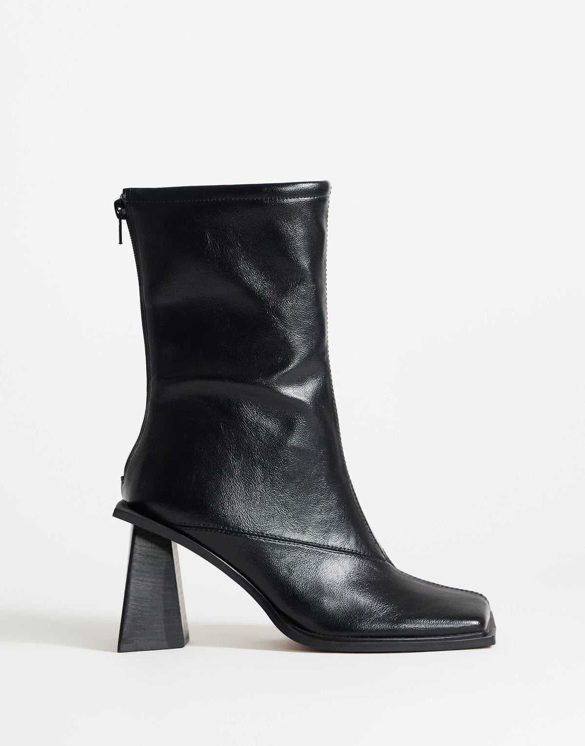 Topshop Kiara extended rand heeled ankle boot in black