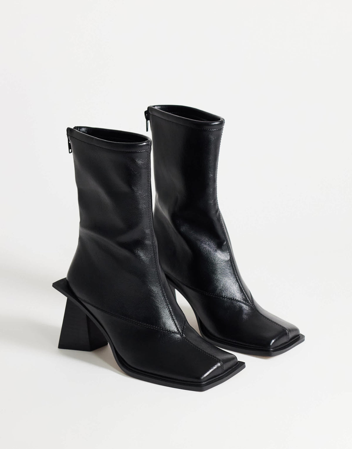 Topshop Kiara extended rand heeled ankle boot in black