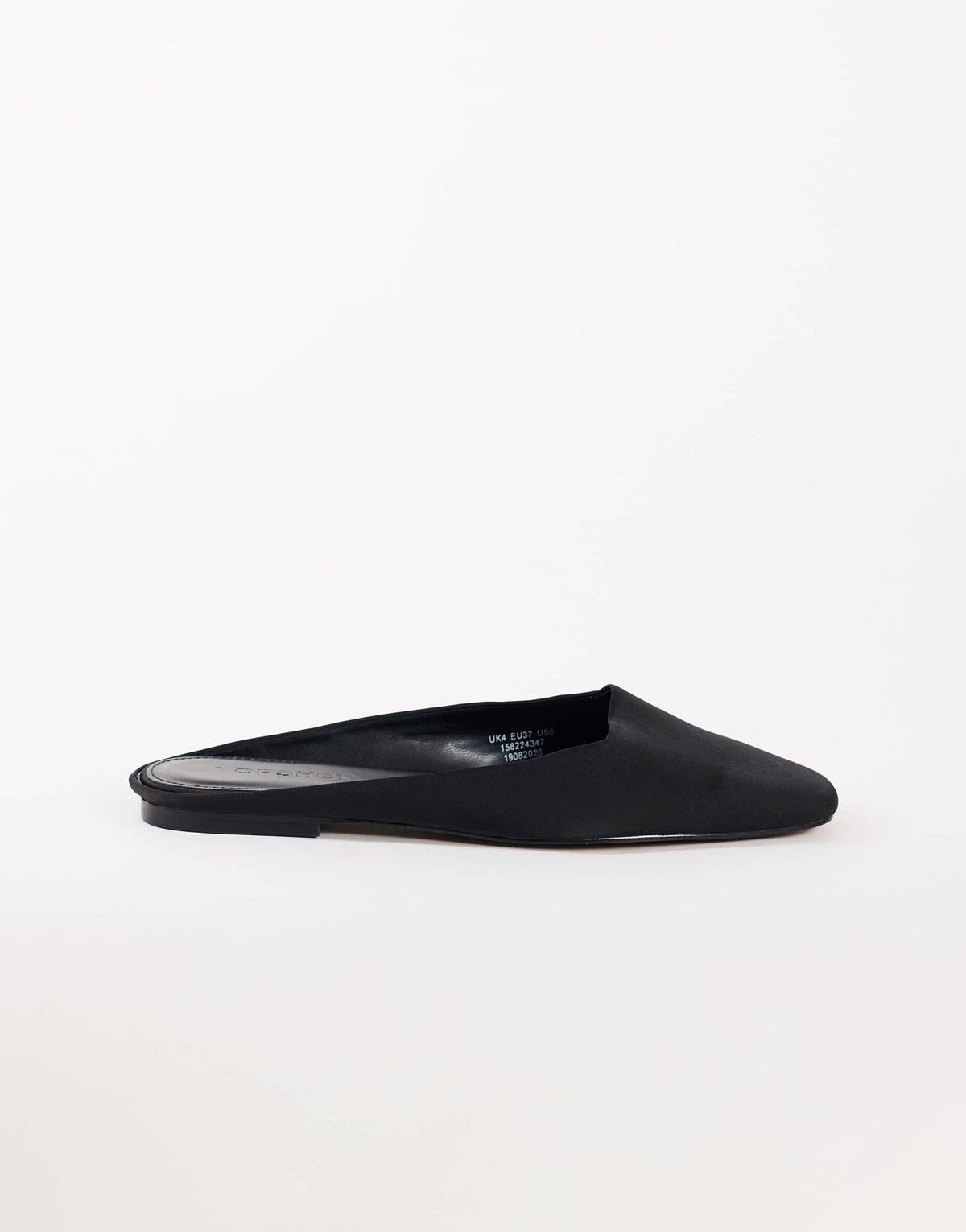 Topshop Dawson slip on mule in black satin