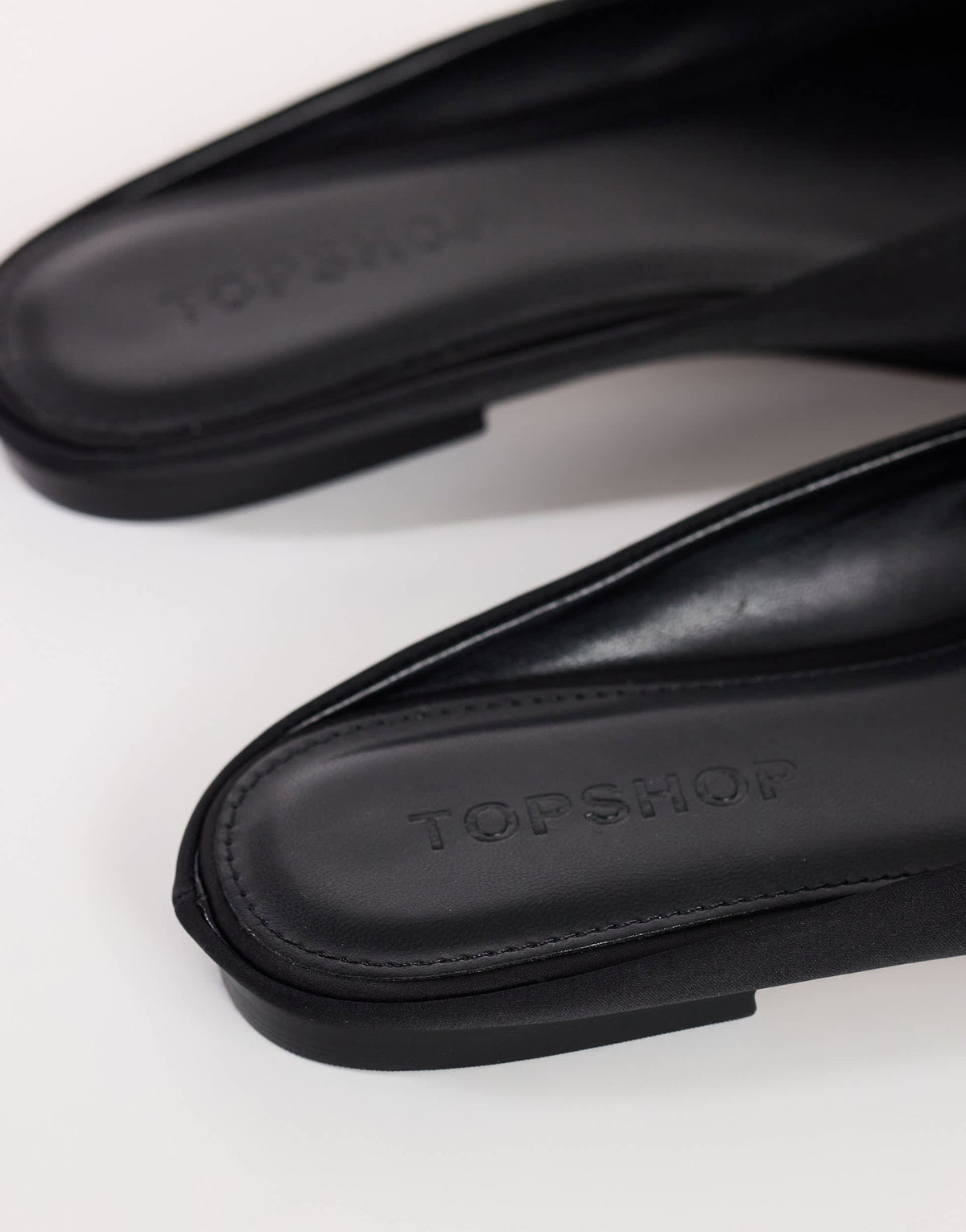 Topshop Dawson slip on mule in black satin