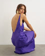 Topshop satin bias halter neck open scoop back maxi dress in purple
