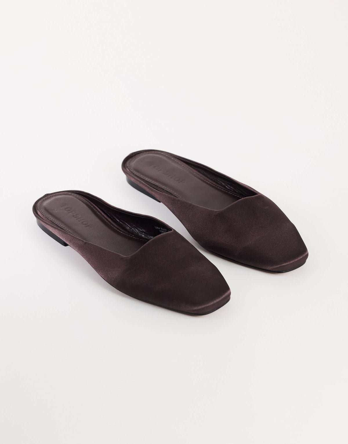 Topshop Dawson slip on mule in chocolate satin