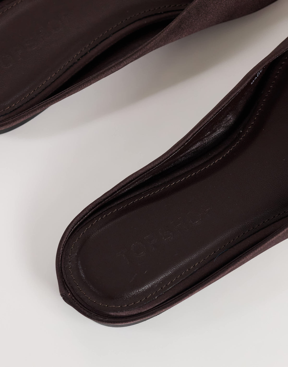 Topshop Dawson slip on mule in chocolate satin