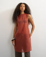 Topshop longline sheer organza tunic in rust