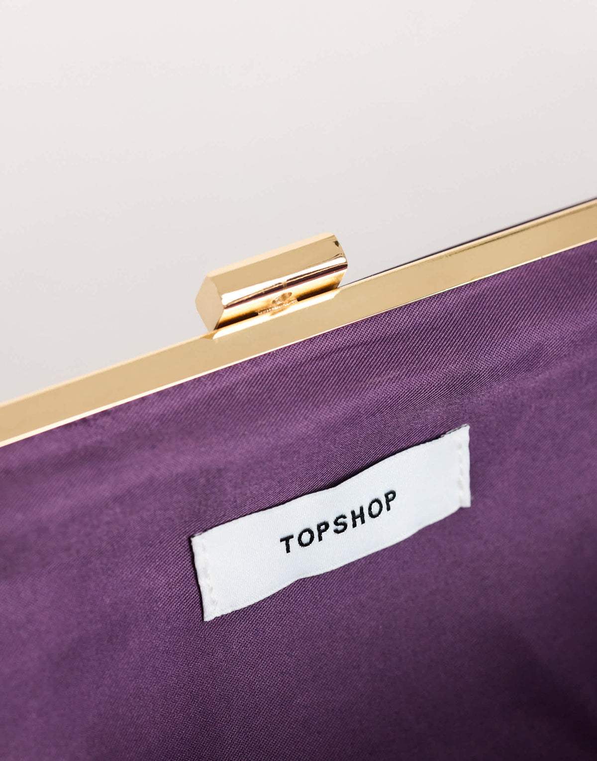 Topshop Ember small envelope satin clutch bag in aubergine