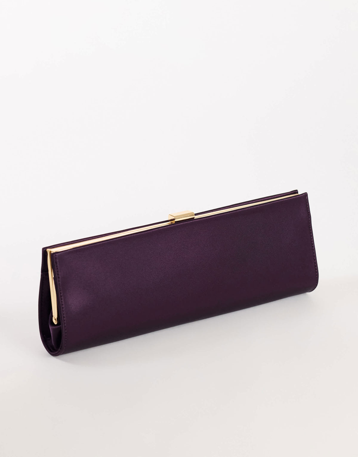 Topshop Ember small envelope satin clutch bag in aubergine