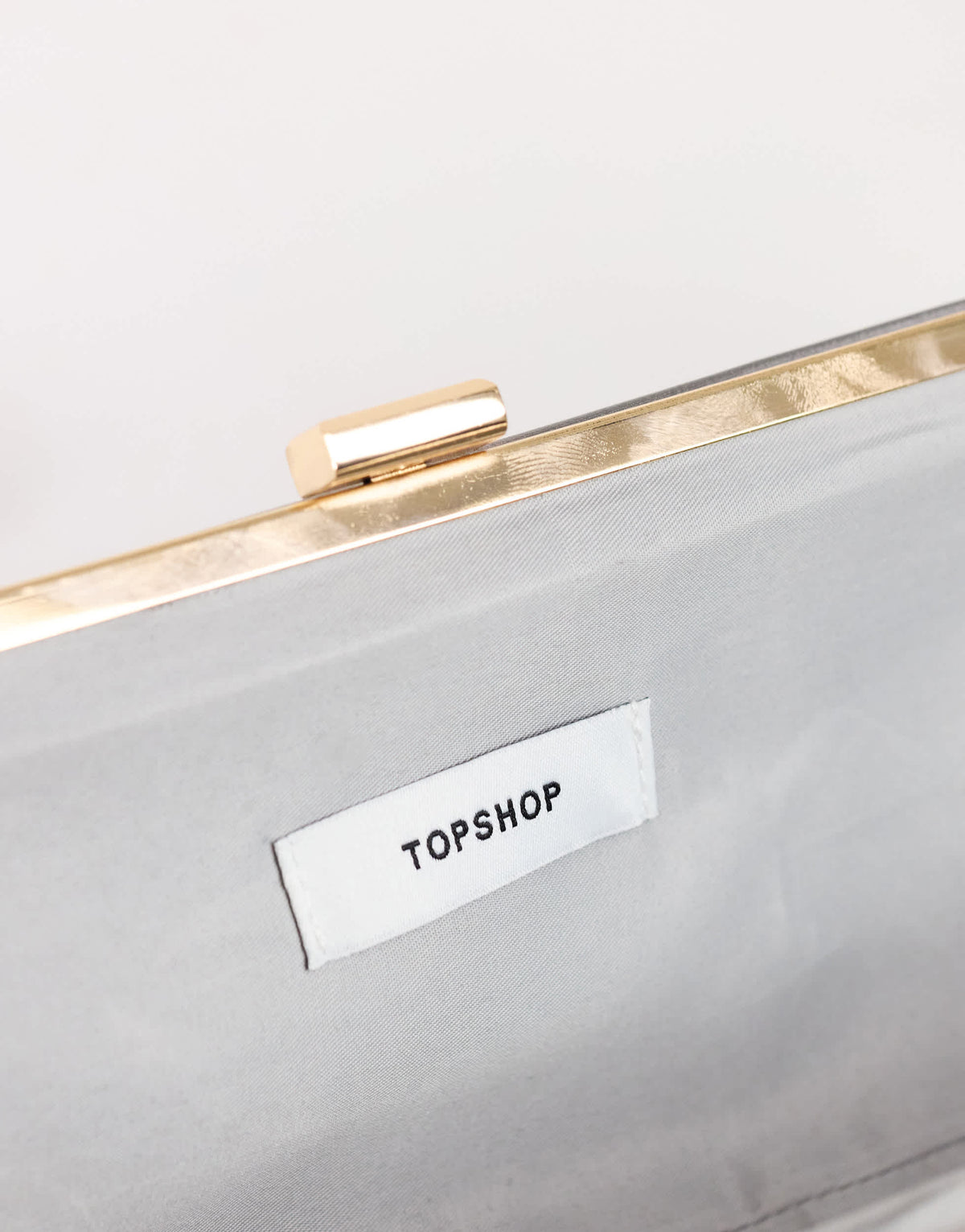 Topshop Ember small envelope satin clutch bag in silver diamante