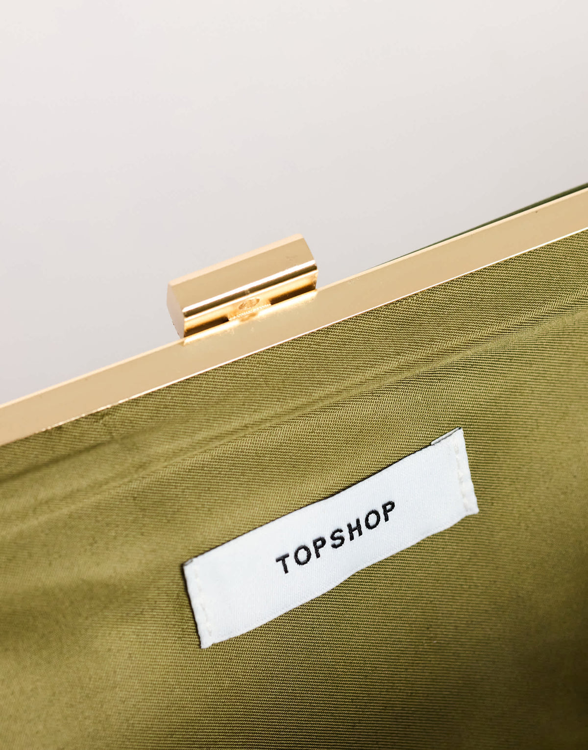Topshop Ember small envelope satin clutch bag in green