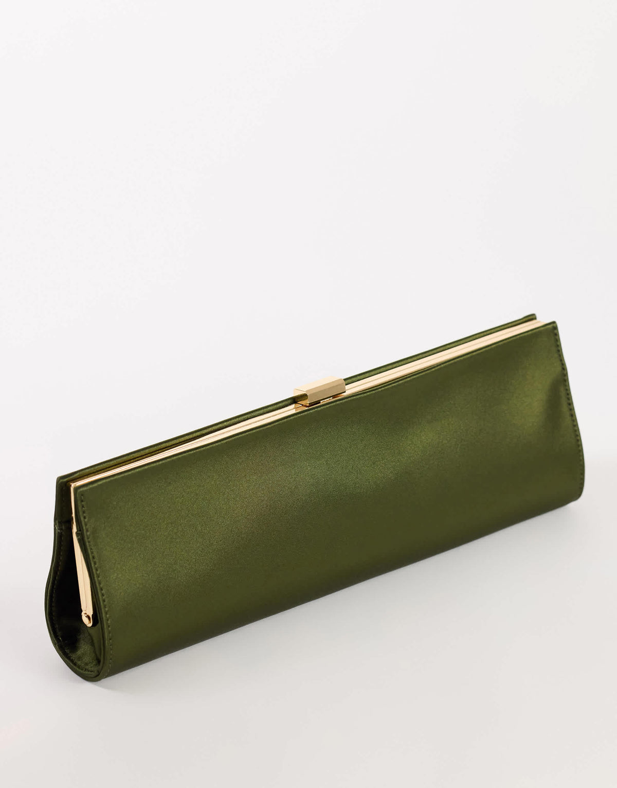 Topshop Ember small envelope satin clutch bag in green