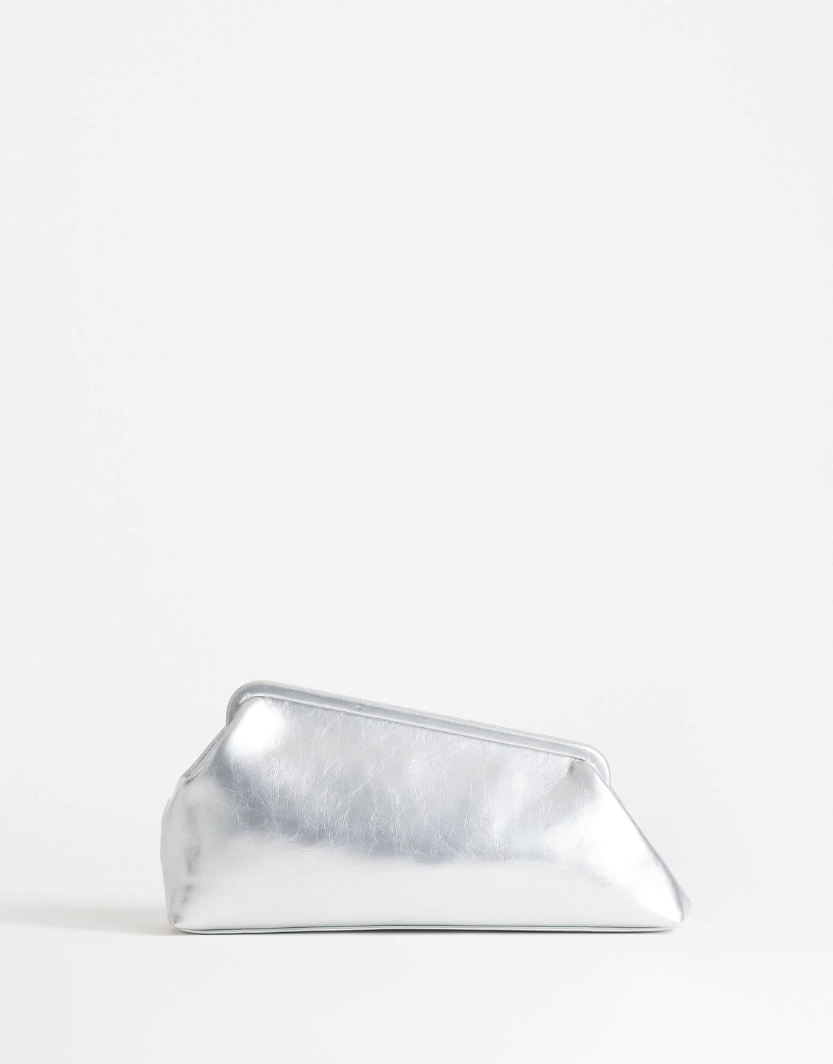 Topshop Anna medium angular clutch bag in silver