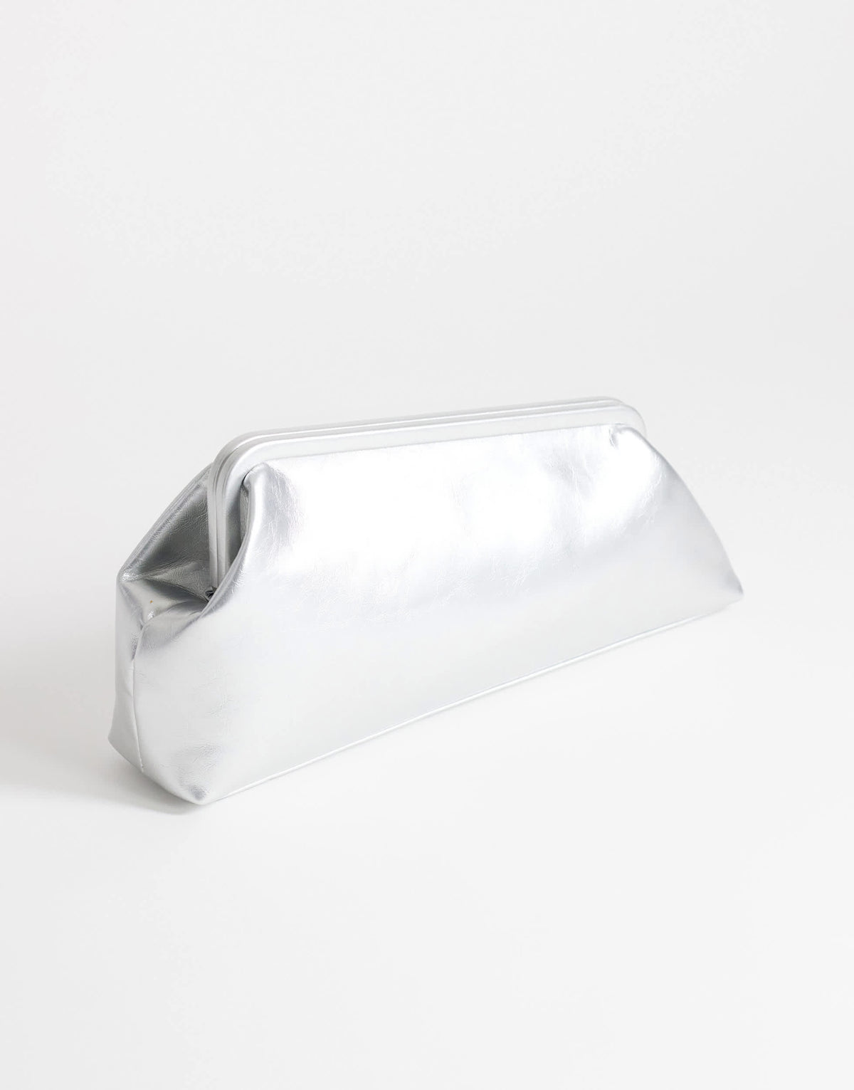 Topshop Anna medium angular clutch bag in silver