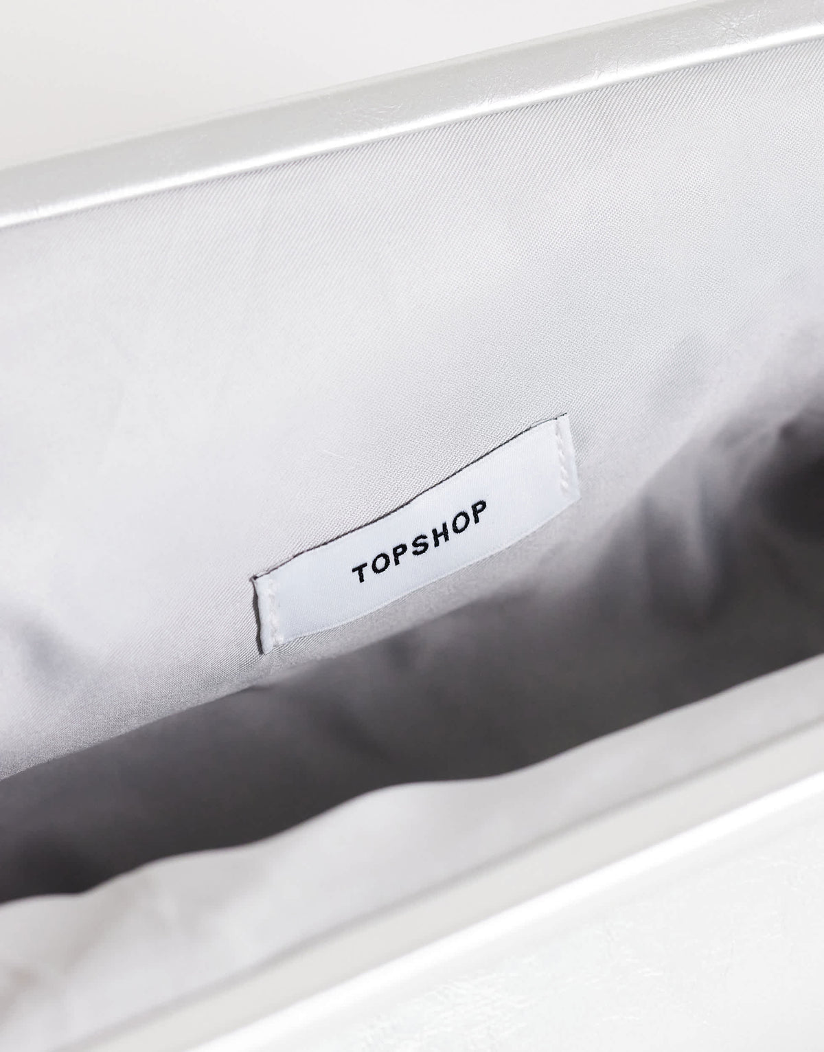 Topshop Anna medium angular clutch bag in silver