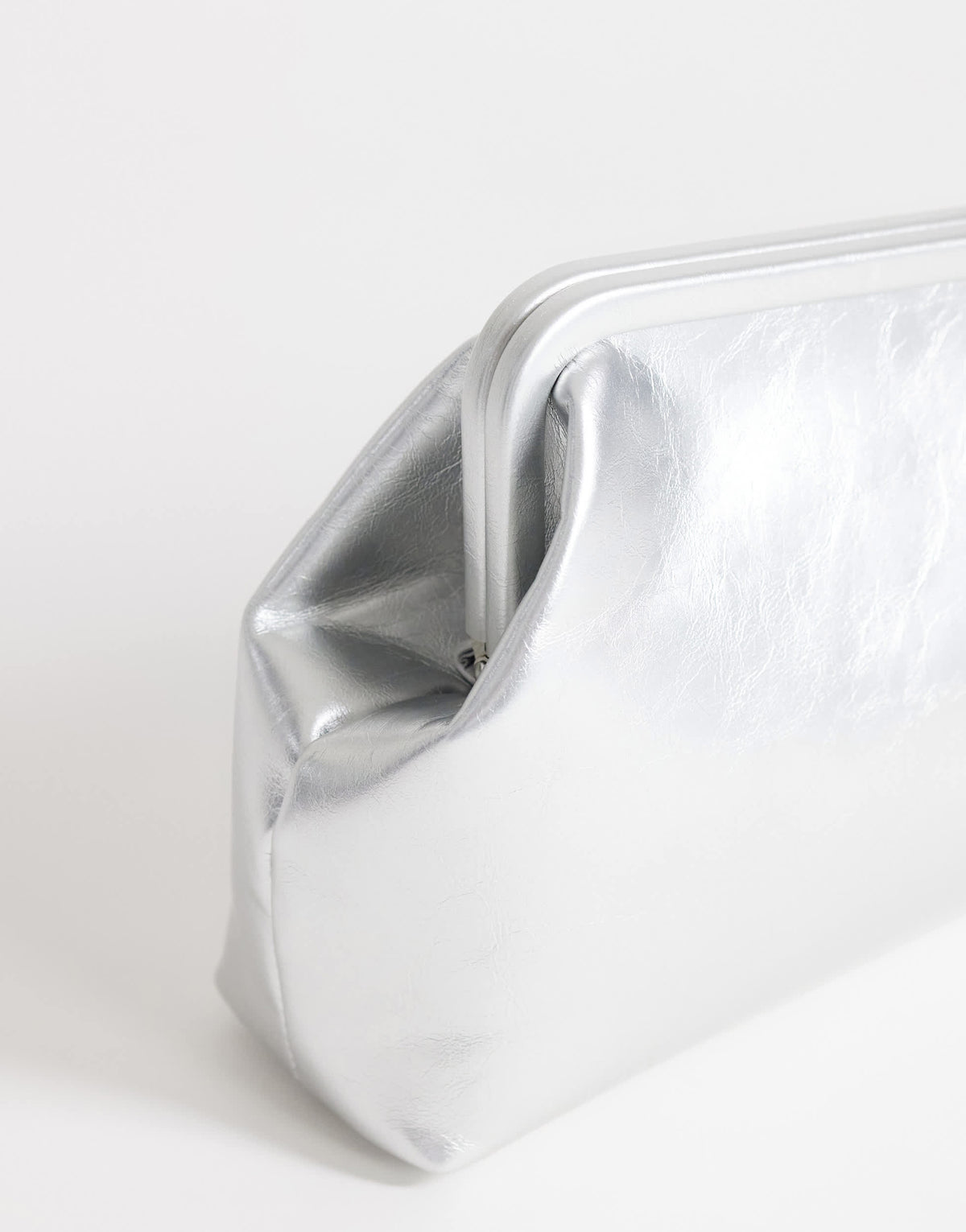 Topshop Anna medium angular clutch bag in silver