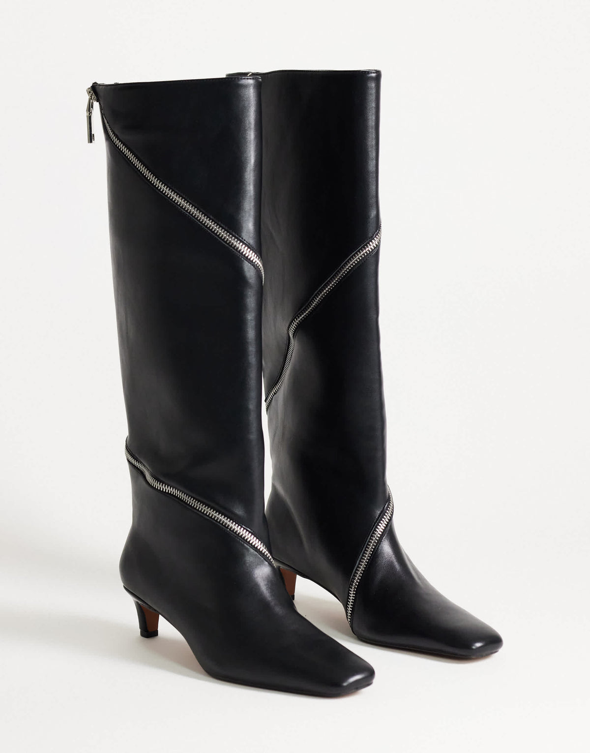 Topshop Tao zip detail knee high boot in black
