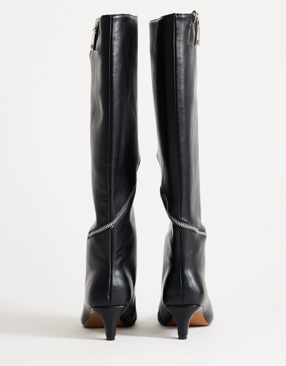 Topshop Tao zip detail knee high boot in black