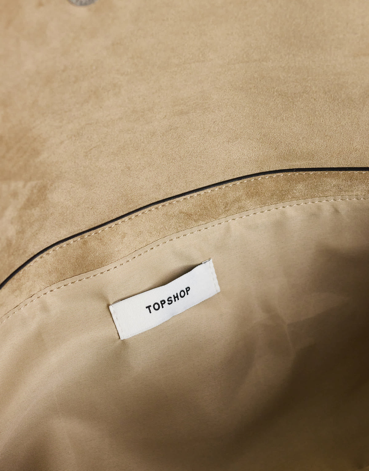 Topshop Clark medium suedette fold over clutch bag in sand