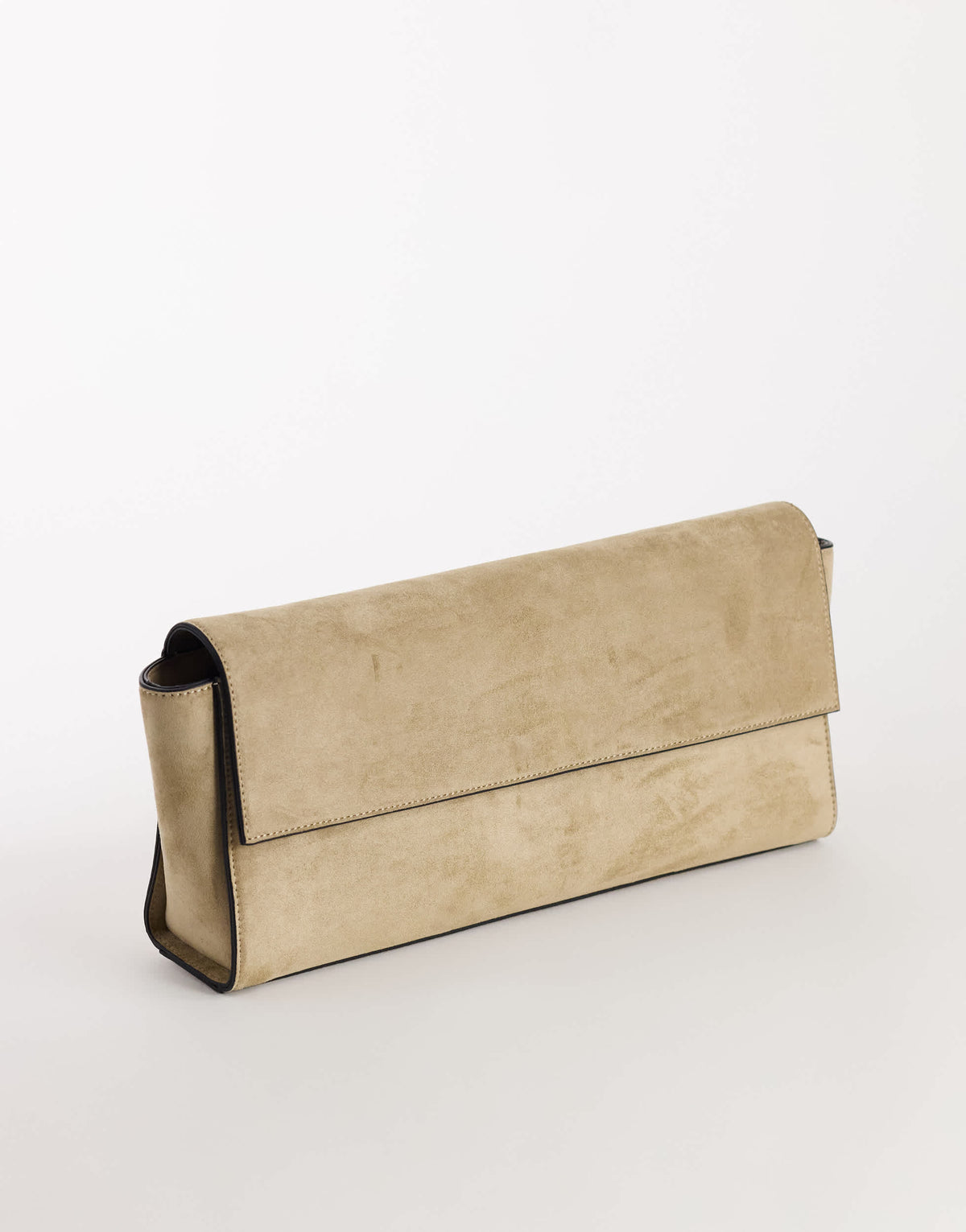 Topshop Clark medium suedette fold over clutch bag in sand