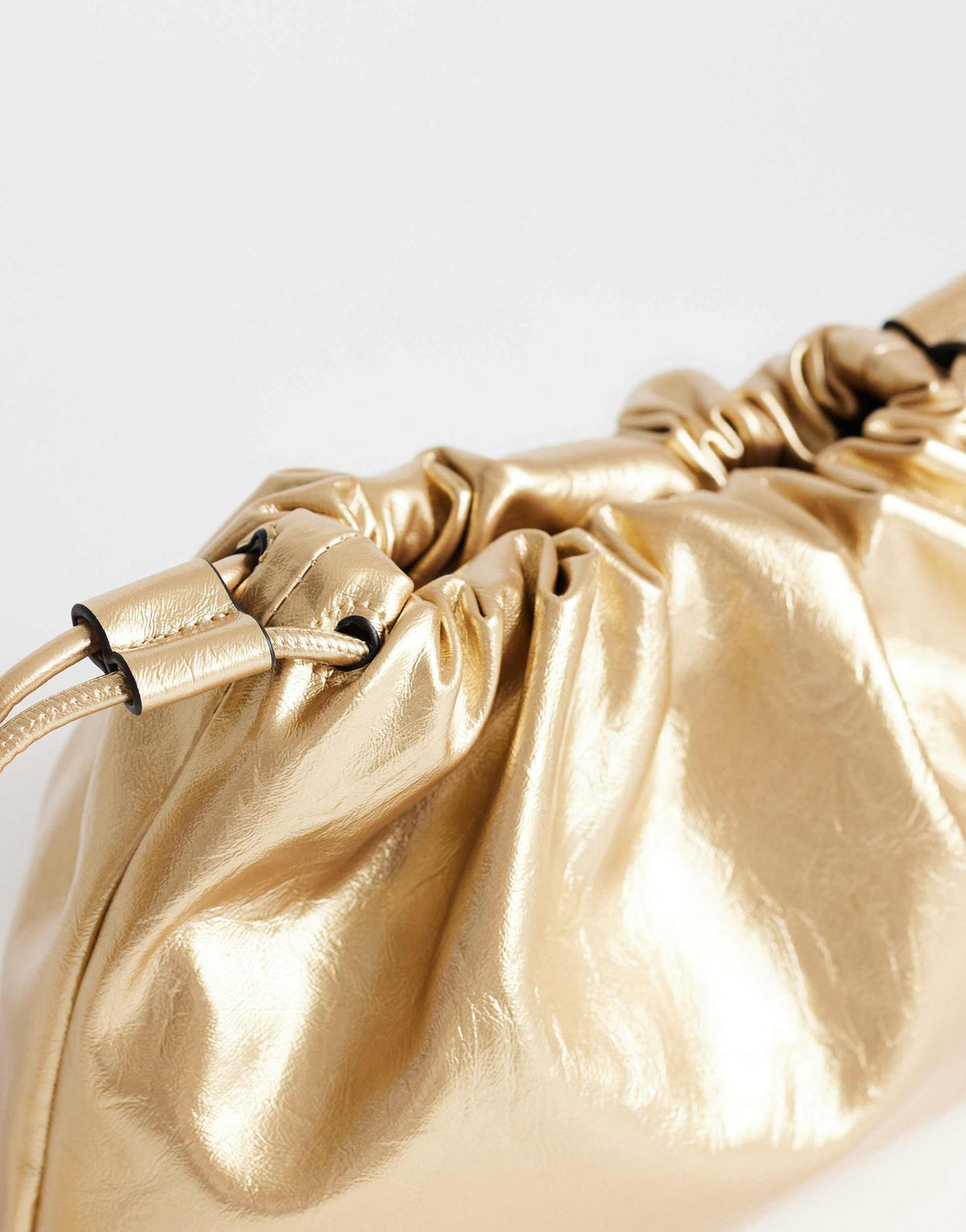 Topshop Celia medium ruched clutch bag in gold