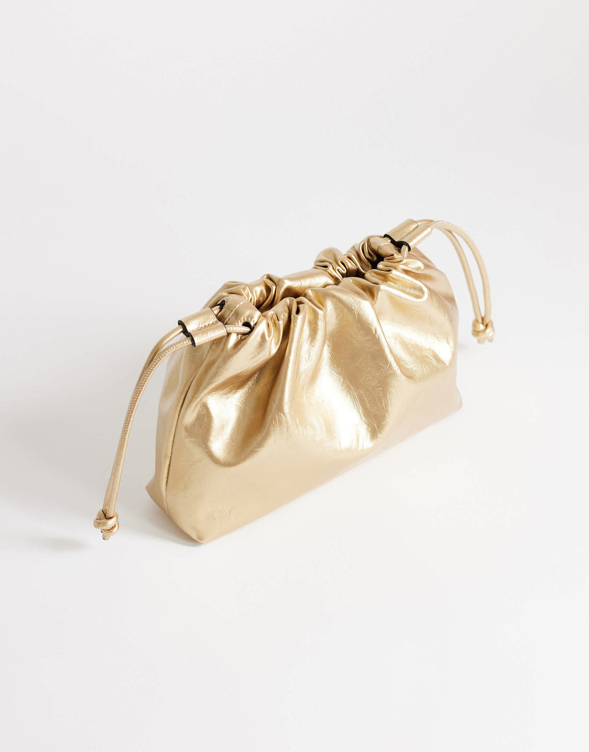 Topshop Celia medium ruched clutch bag in gold