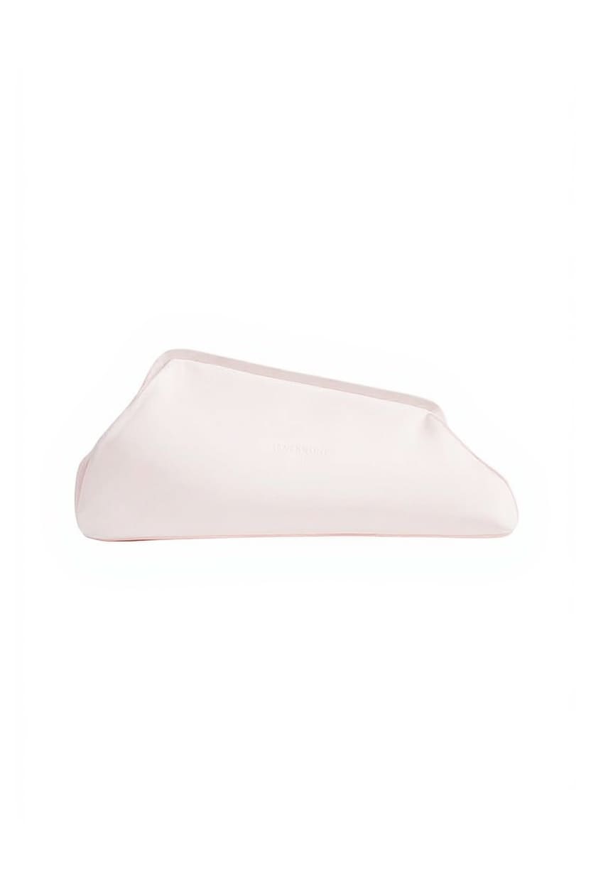 Topshop Anna medium angular clutch bag in pale pink satin