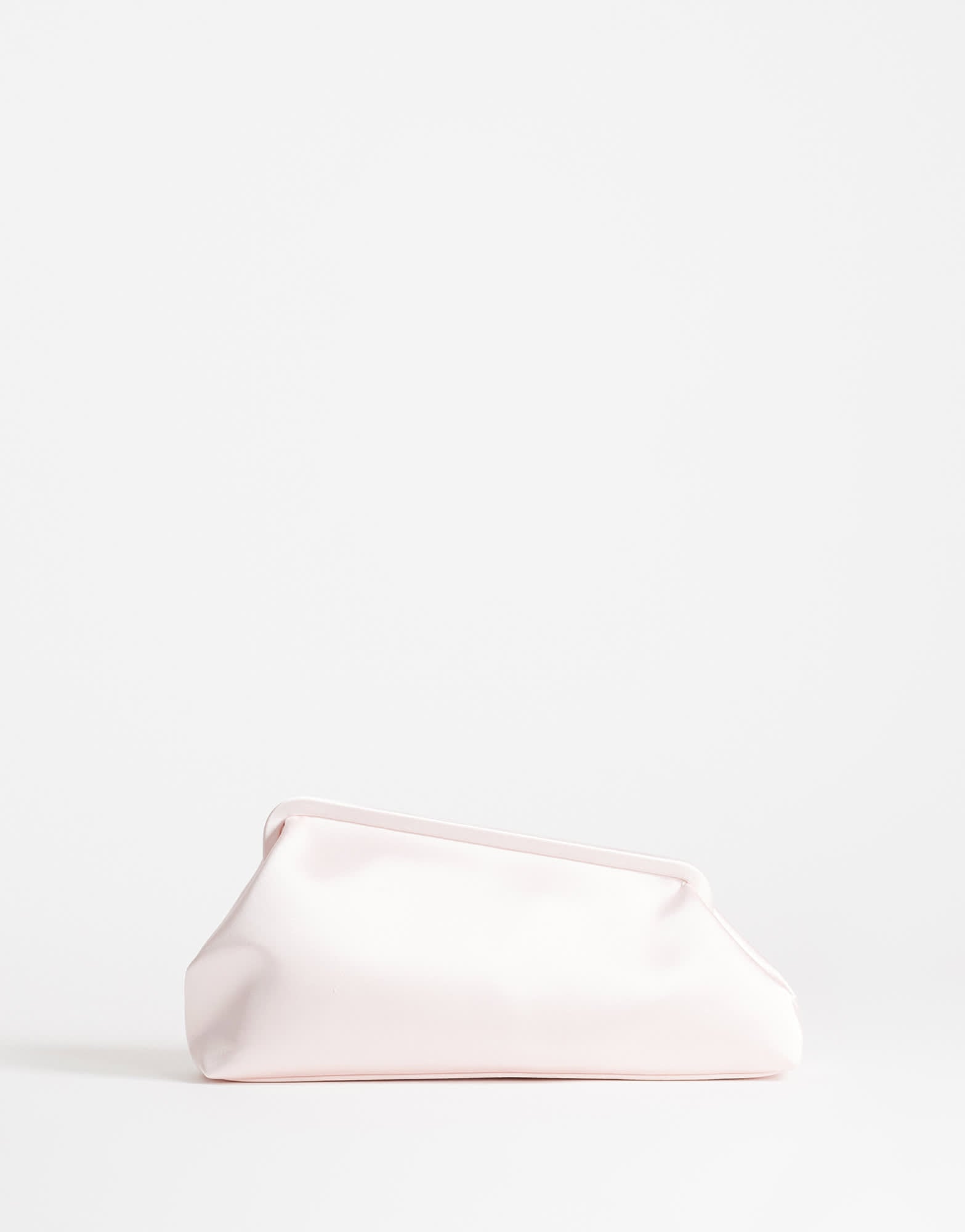 Topshop Anna medium angular clutch bag in pale pink satin