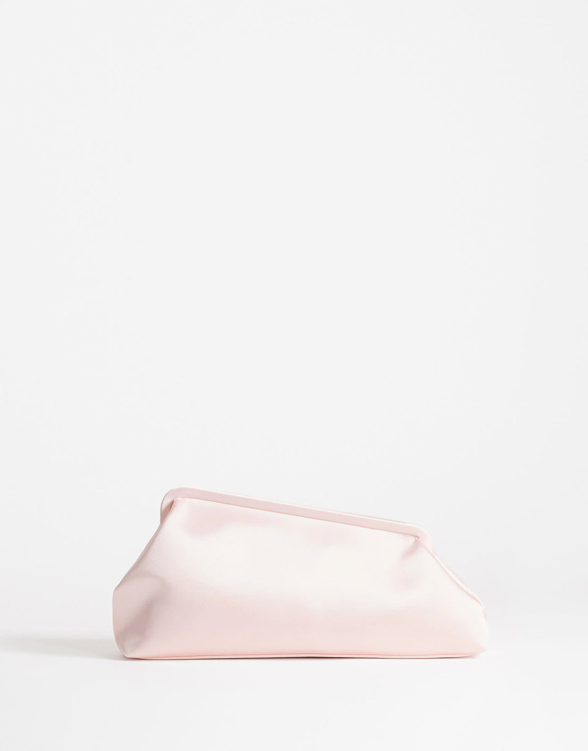 Topshop Anna medium angular clutch bag in pale pink satin