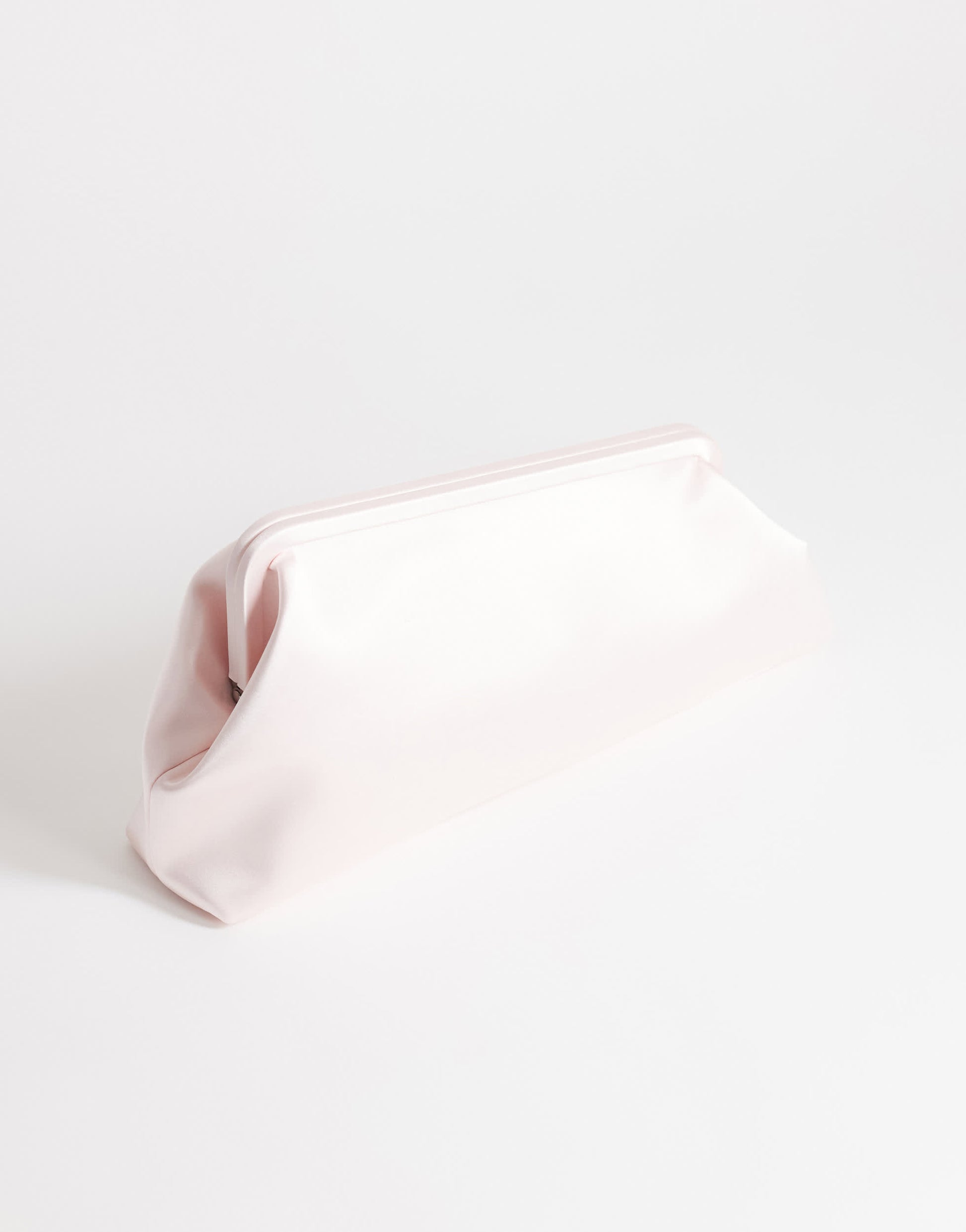 Topshop Anna medium angular clutch bag in pale pink satin