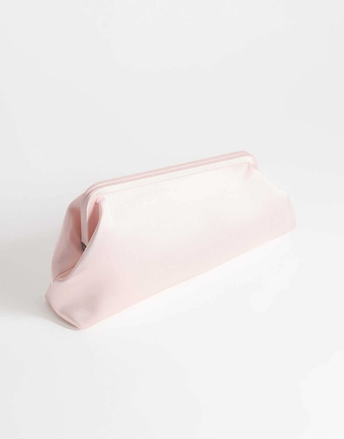 Topshop Anna medium angular clutch bag in pale pink satin
