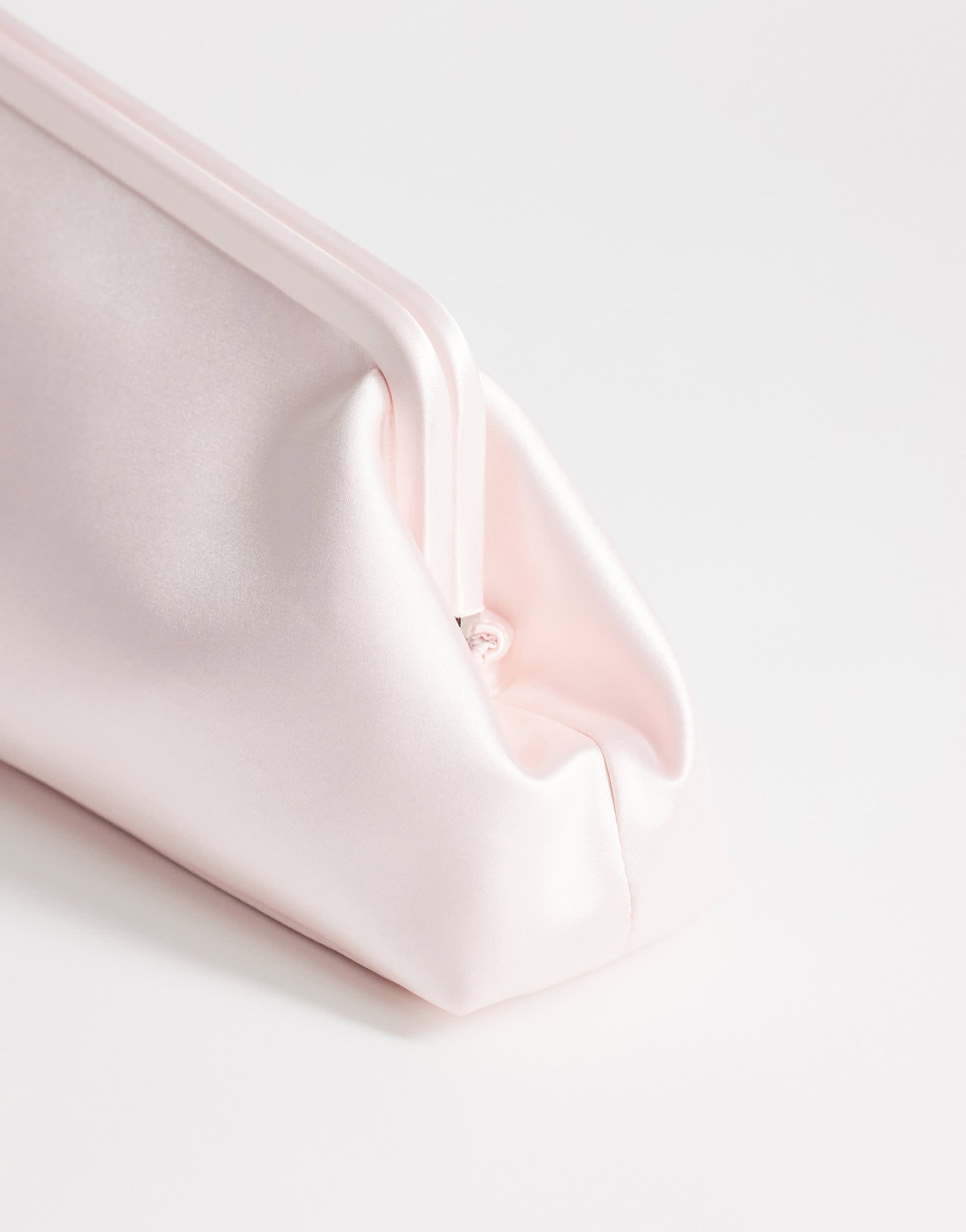 Topshop Anna medium angular clutch bag in pale pink satin