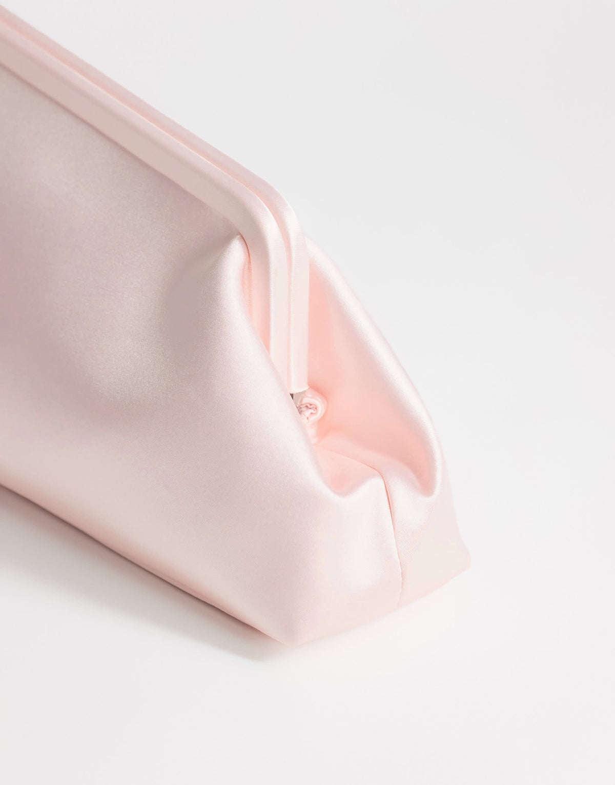Topshop Anna medium angular clutch bag in pale pink satin