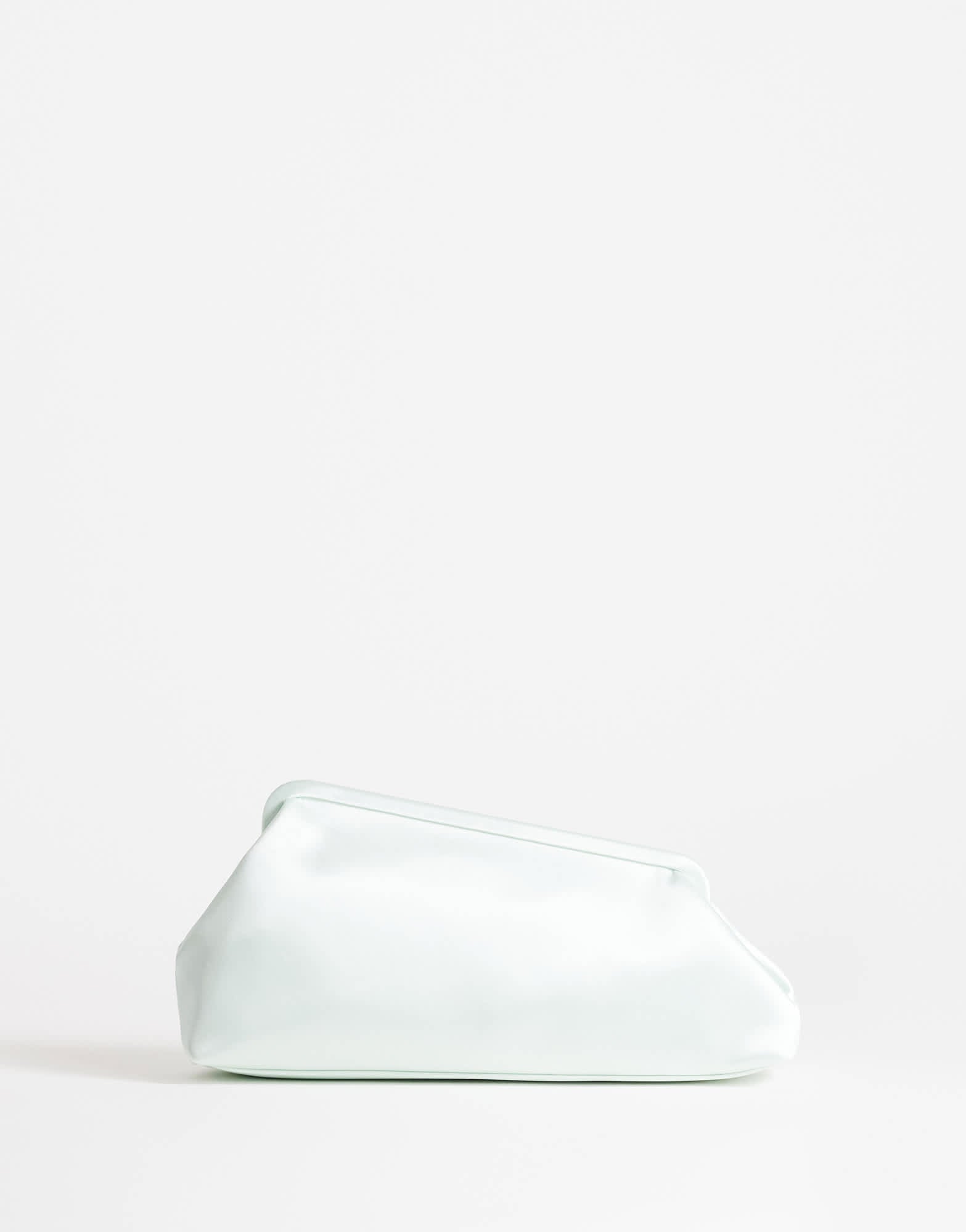 Topshop Anna medium angular clutch bag in sage satin