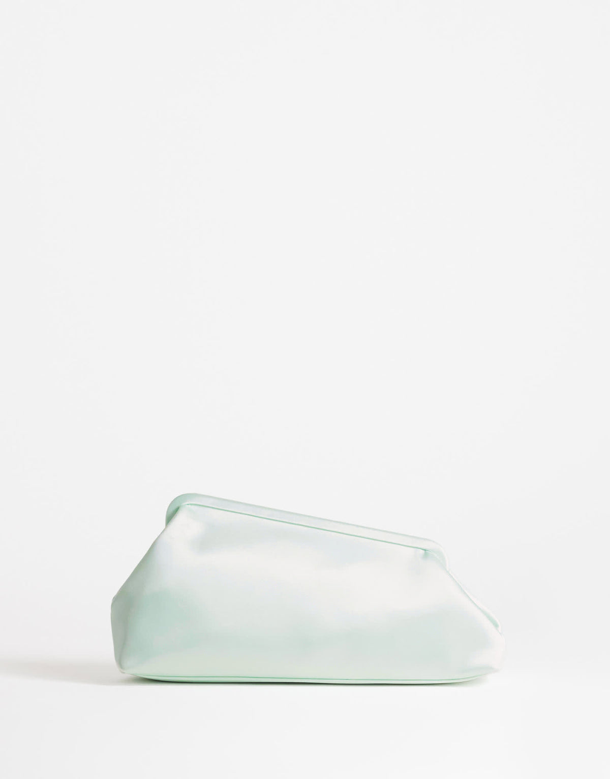 Topshop Anna medium angular clutch bag in sage satin